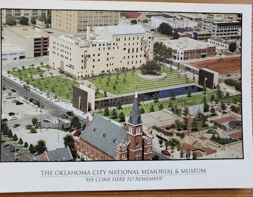 Postcard Oklahoma City National Memorial Museum Aerial  LARGE 2005