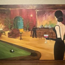 Large Game Room Acrylic Painting - One of a Kind
