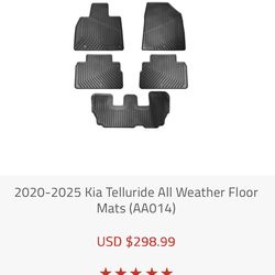 2025 Kia Telluride OEM All-Weather Floor Mats (3-Row) + Cargo Tray – Fits 2020–2025