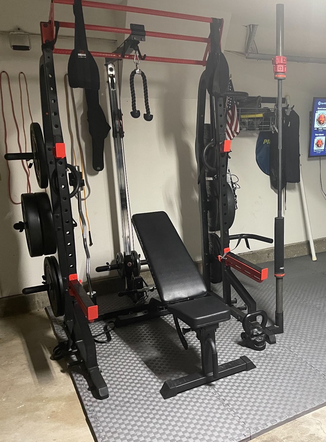 FINAL PRICE REDUCTION: Half Cage With Lat Pull Bar And Dumbbell Set