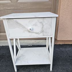 Modern White Nightstand w/ Shelf