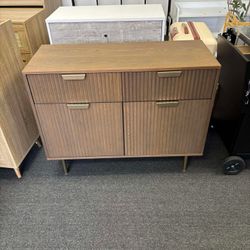 Richmond Ridged 2-Door Cabinet with Drawers, Dark Ash