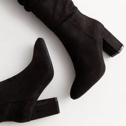 Black Suede Knee High Boots 