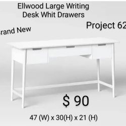 Brand New Project 62 Elwood Large Writing  Desk With Drawers 
