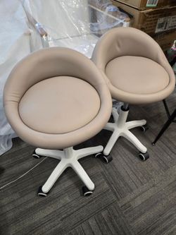 Beige Round Swivel Chair Set of 2