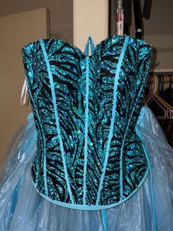 Teal Sequin Quinceañera Dress