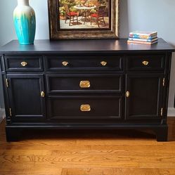 Antique refinished buffet entertainment center 