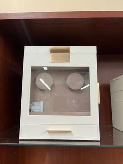 SONGMICS Jewelry Box with Glass Window 5-Layer Organizer w/ 3 Side Drawers - Cloud White