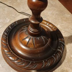 Antique Carved Wooden Lamp