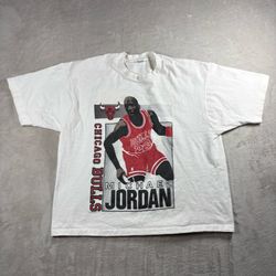 Vintage Chicago Bulls Men’s XL White Michael Jordan MJ #23 NBA RARE 90s Crop#774