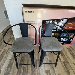 2 Metal With Cushion Seats Counter Stools For $60!