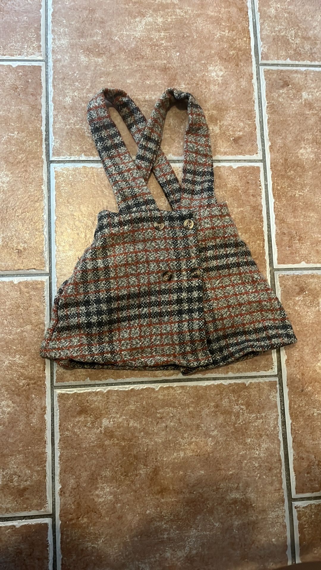 SHEIN gray And Orange Skirt With Strap And Plaid Design