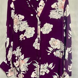 Candies Floral Button-Up Blouse 