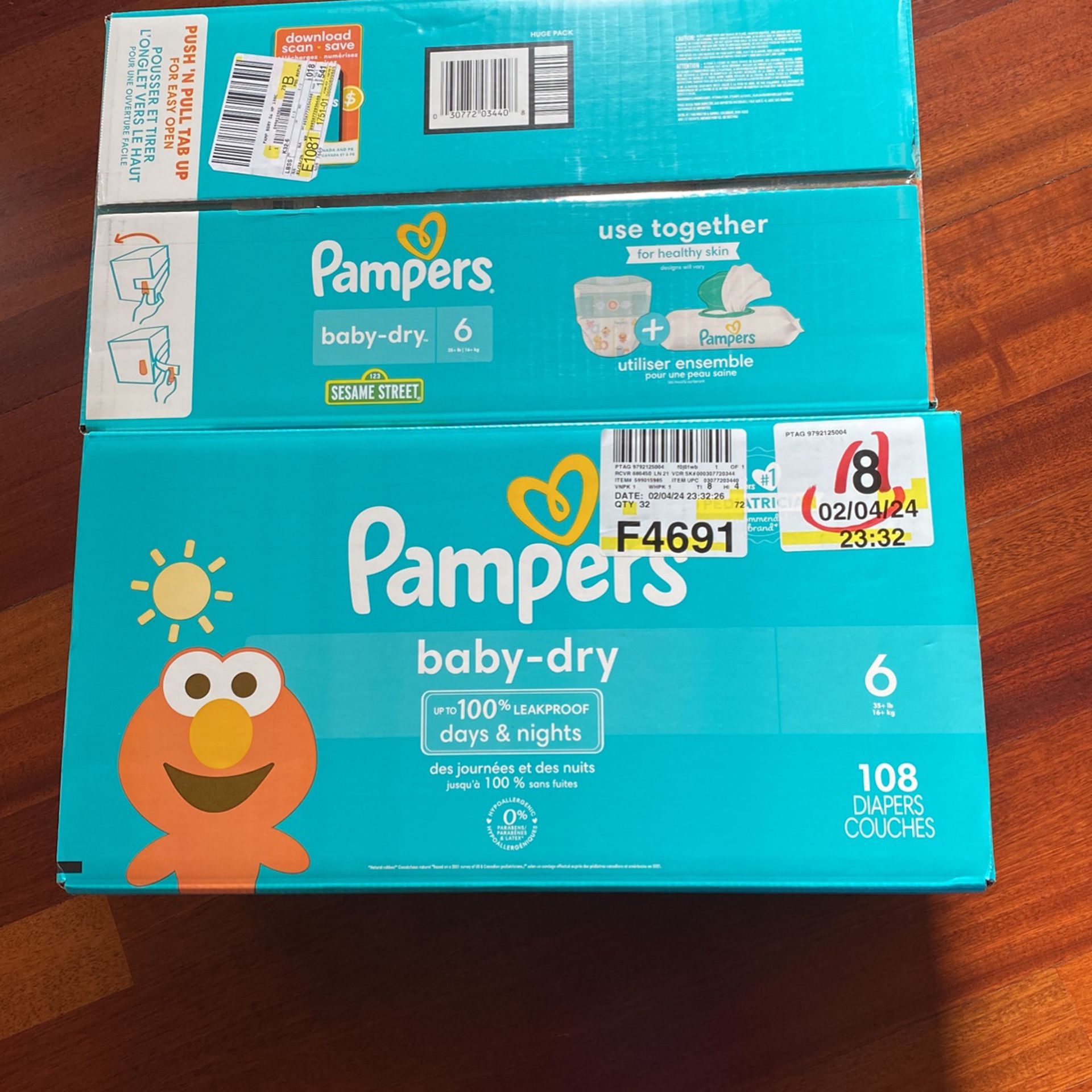 2 Brand New Pampers Diapers 108 Count Each
