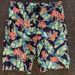 Lands End Boys size 14/16 hawiaan floral swim trunks with Back pocket