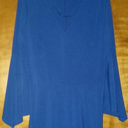 Women's Ashley Stewart Royal Blue Long Bell Sleeves V-Neck Twist 14/16