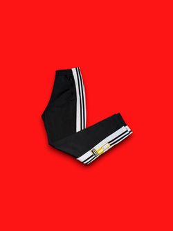 Vintage Adidas Originals 3 Stripe AdiBreak Button Track Pants Black Medium
