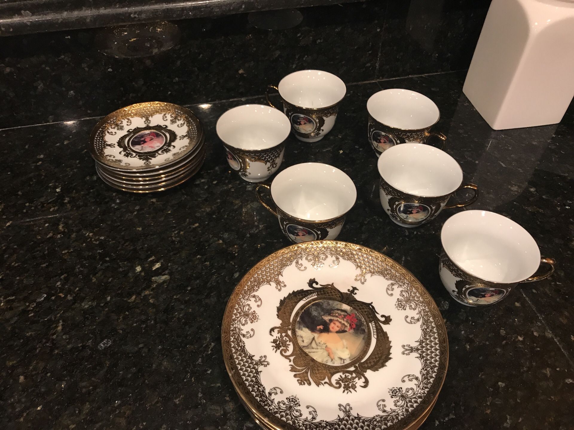 Antique gold plated coffee/tea set of 6