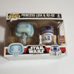 Funko Pop! Star Wars- Holographic Princess Leia & R2-D2 2 Pack
