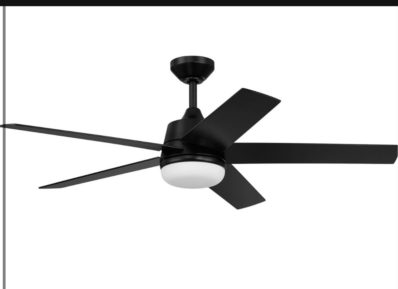 Brand New in The Box- DESIGNERS FOUNTAIN Astrea 52 in. LED Indoor/Covered Outdoor Matte White Standard Mount RGB Smart Ceiling Fan with Light Kit and