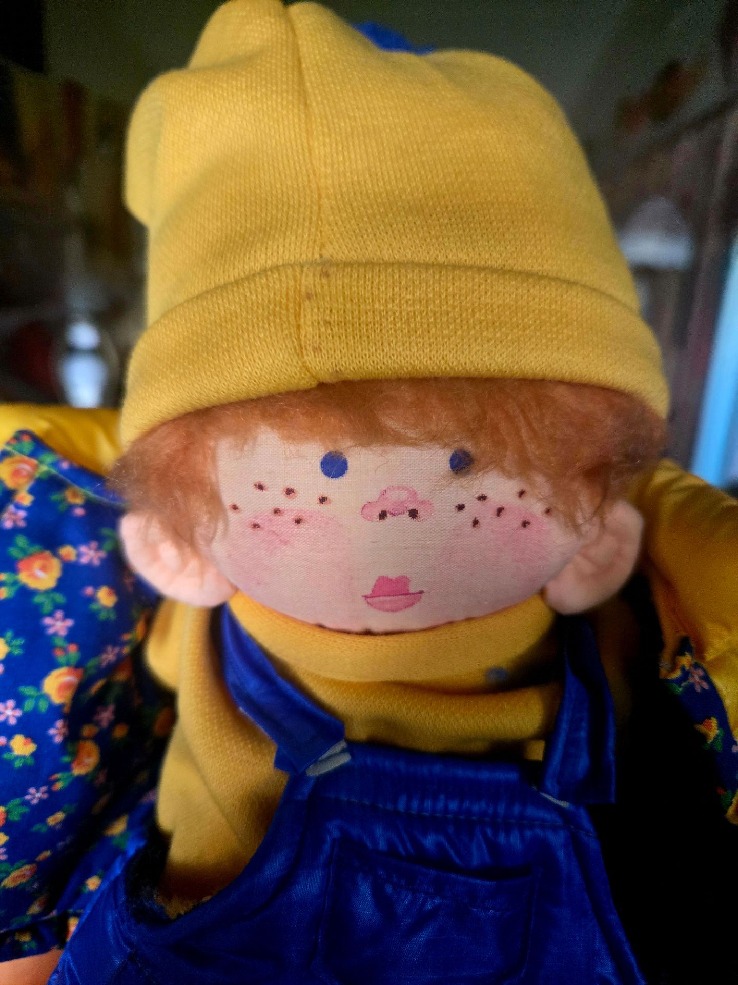 Cynthia Heller 1980 Signed Ski Kid Cloth Rag Doll Red Hair Blue Eyes Outfit Signed