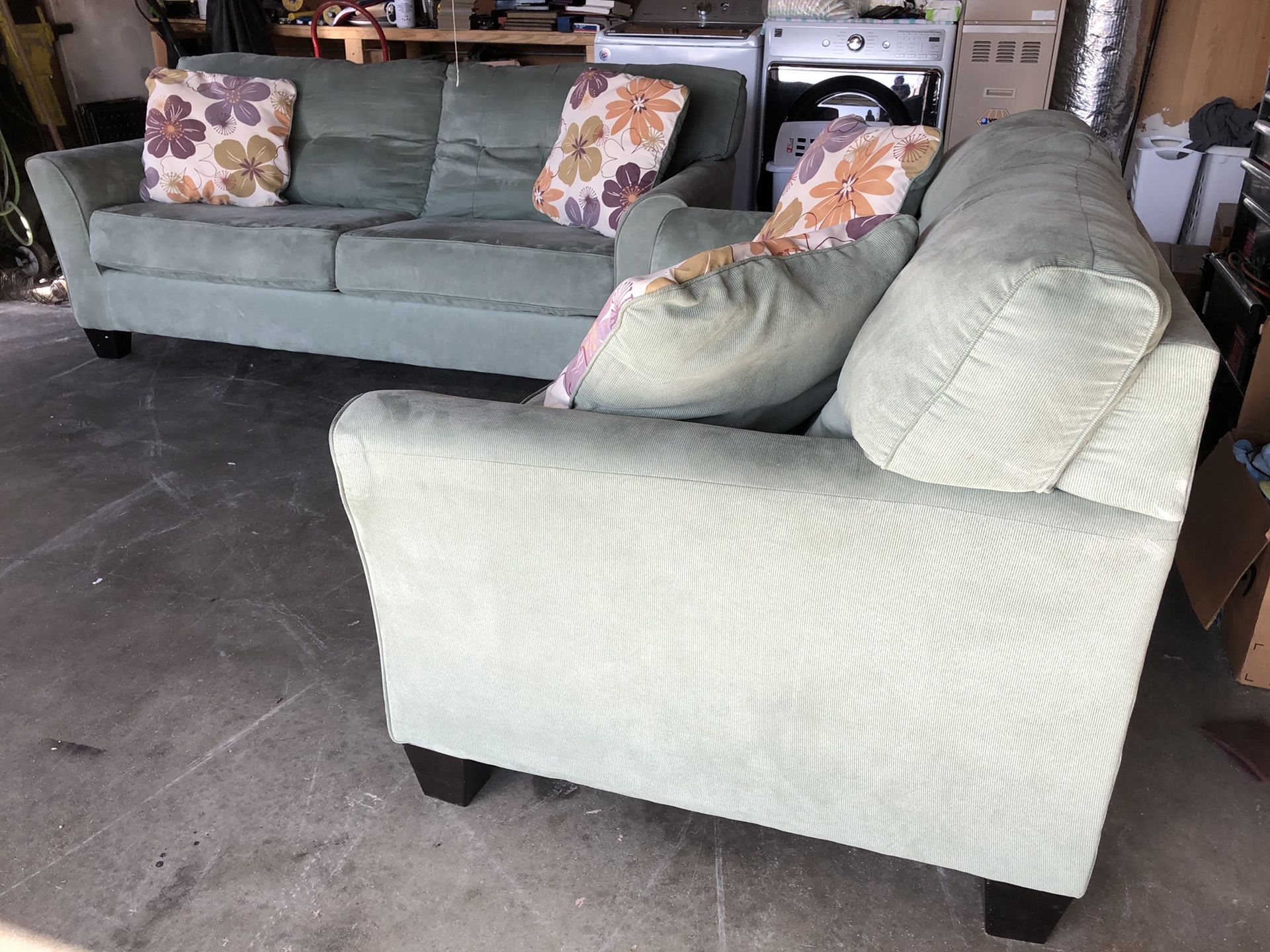 Gorgeous seafoam colored couch & loveseat
