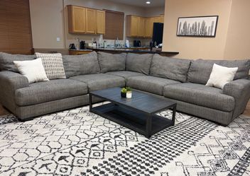3pc Grey “Ava Pepper” Sectional W/USB’s
