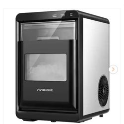 9.6 in. 45lb/24H Nugget Ice Countertop Portable Ice Maker in Black - 9 Cubes/6Mins, Auto-Clean, Basket and Scoop