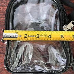 Small Clear/Black 2-Zipper Sling Crossbody Bag Stadium Approved