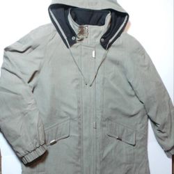 Womens Hooded Green Coat by Fleet Street XL Lined Removable Hood