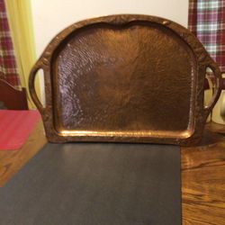 Rare Vintage Copper 27x18in Ornate Service Tray