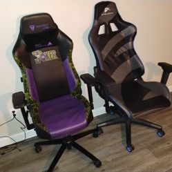2 gaming chairs (1 purple joker chair)