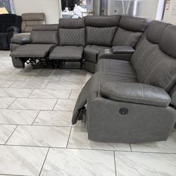 🛋️ NEW!! Sectional Sofa w/ 3 Recliners 🚛 Avail E-Z Clean fabr 3 Total Recliners STILL IN BOX 📦  Individual Pc