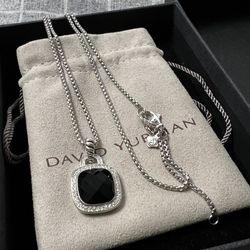 David Yurman Albion Pendant Sterling Silver with Black Onyx and Diamonds Necklaces