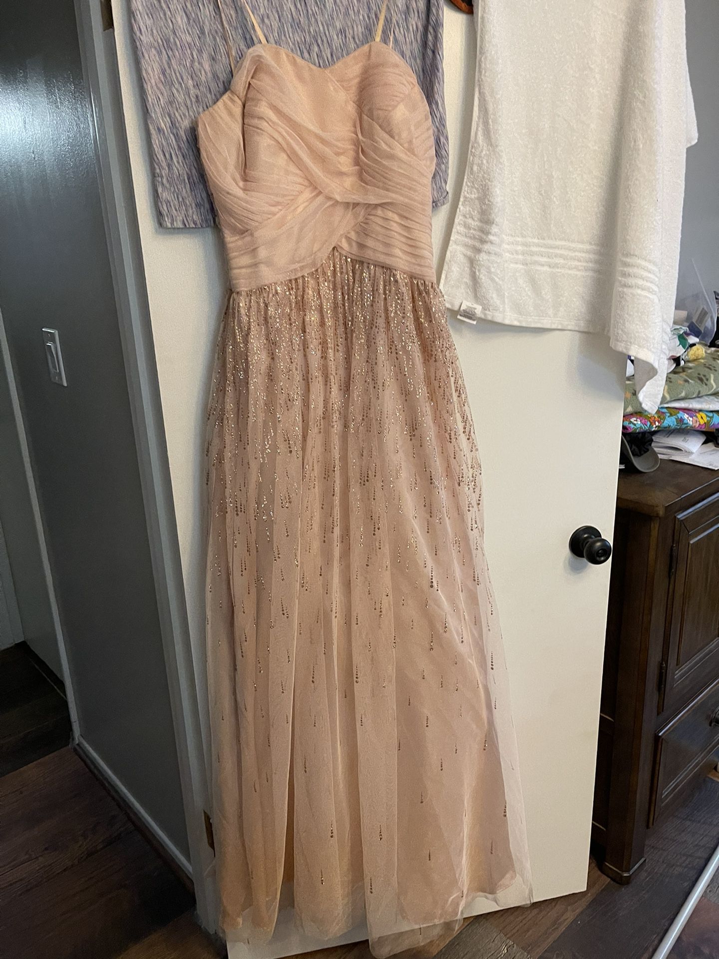 Rose Gold Formal Dress With Rose Gold Glitter Accent