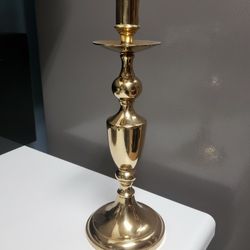 15" Solid Polished Brass Candle Holder 