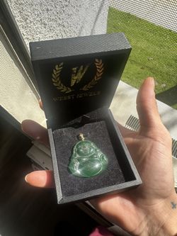 14K Gold Jade Buddha Pendant