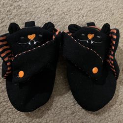 Black And Orange Bat Booties 6-9months