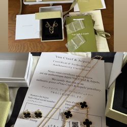 Van Cleef Bracelet Necklace Earing Set