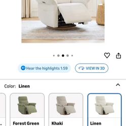 🔥CHITA Power Recliner Chair, Rocking Chair, Solid Wood Base, Linen $350