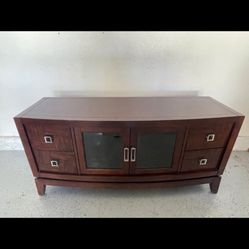 **BLACK FRIDAY SPECIAL**💫 Modern Espresso Wood Media Console / TV Stand – 58.5″W – Glass Doors + Storage💫