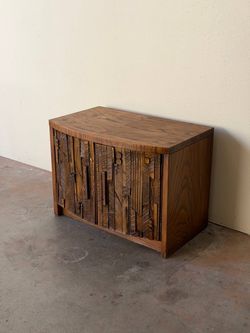 Lane Pueblo Brutalist Cabinet in Oak – Mid-Century Modern Wooden Storage