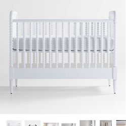 Crib & Mattress - Jenny Lind White Wood Spindle Convertible Baby Crib