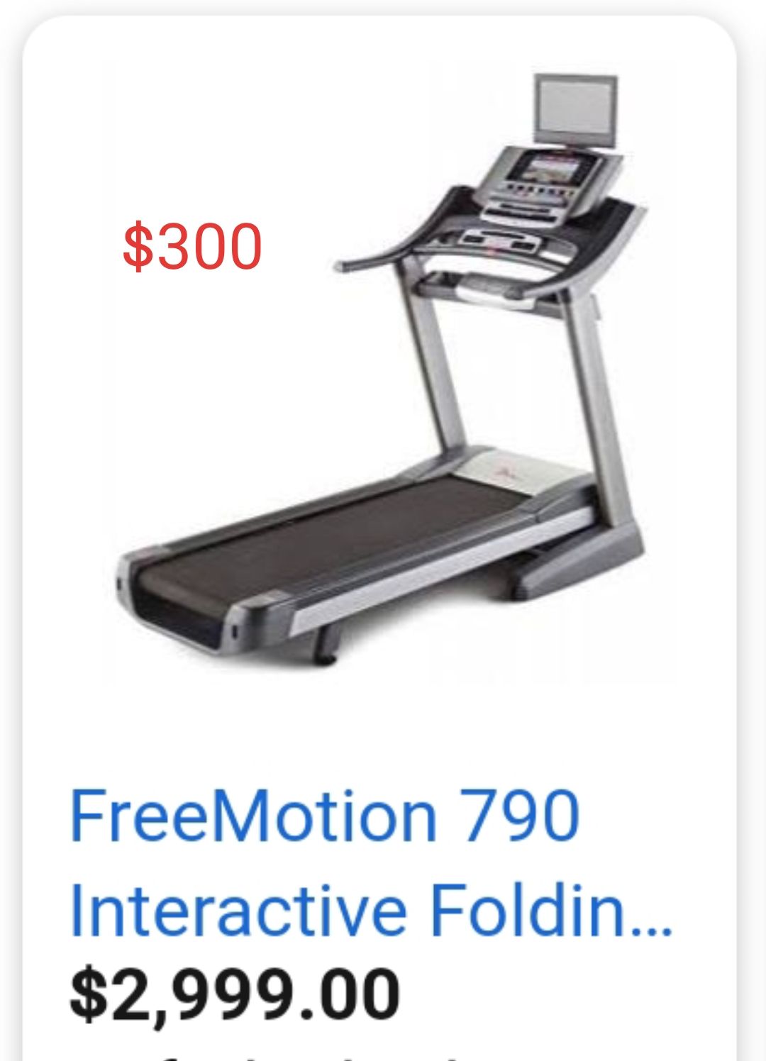 90% off Freemotion 790 interactive treadmill