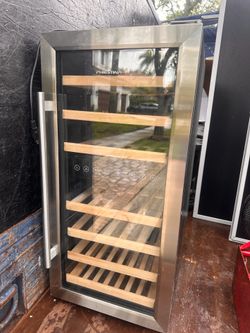Phiestina 33 Bottle Wine Cooler Double Zone Steel Door with Handle