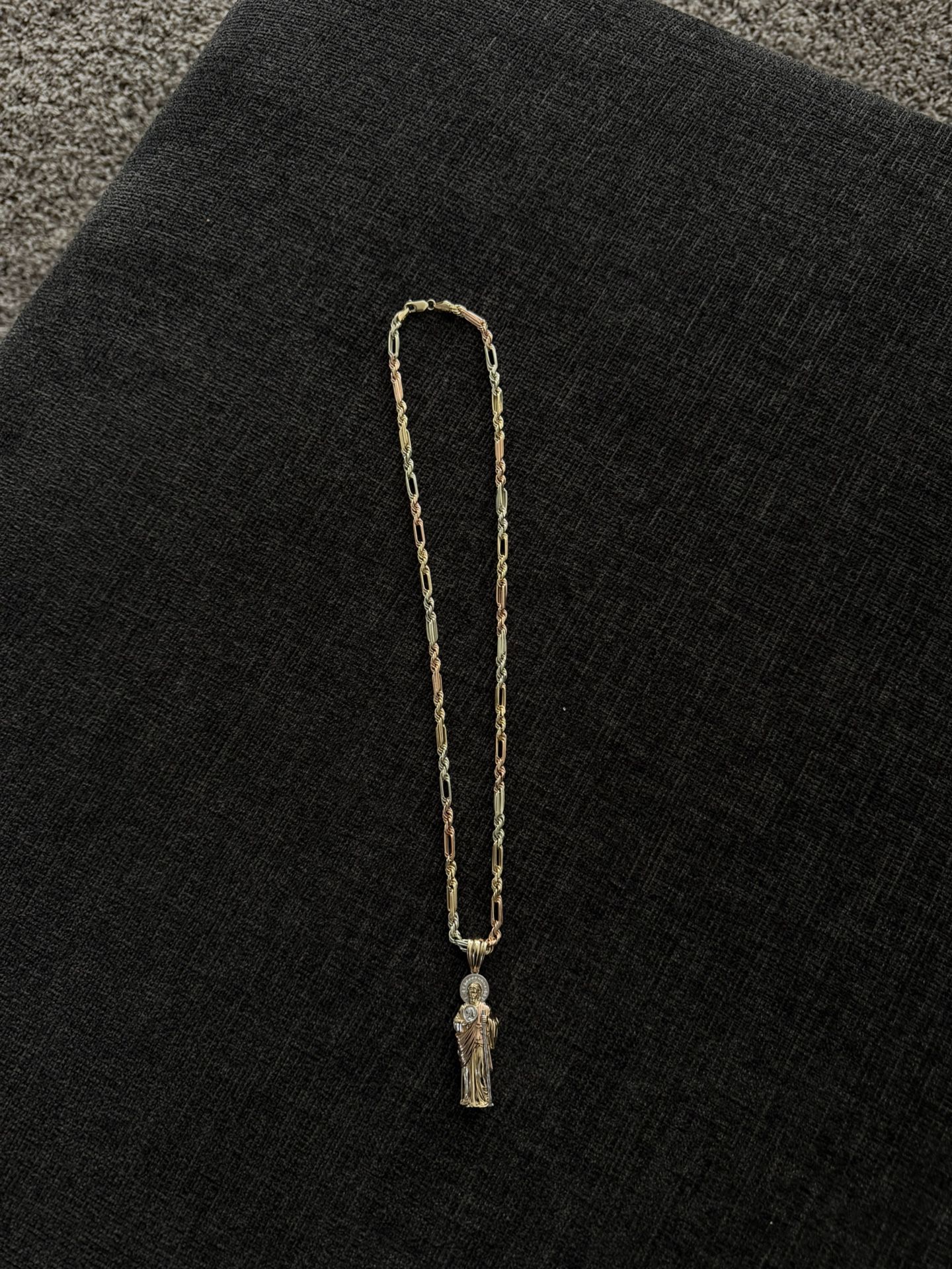 Three Tone 14k Milano Chain Set