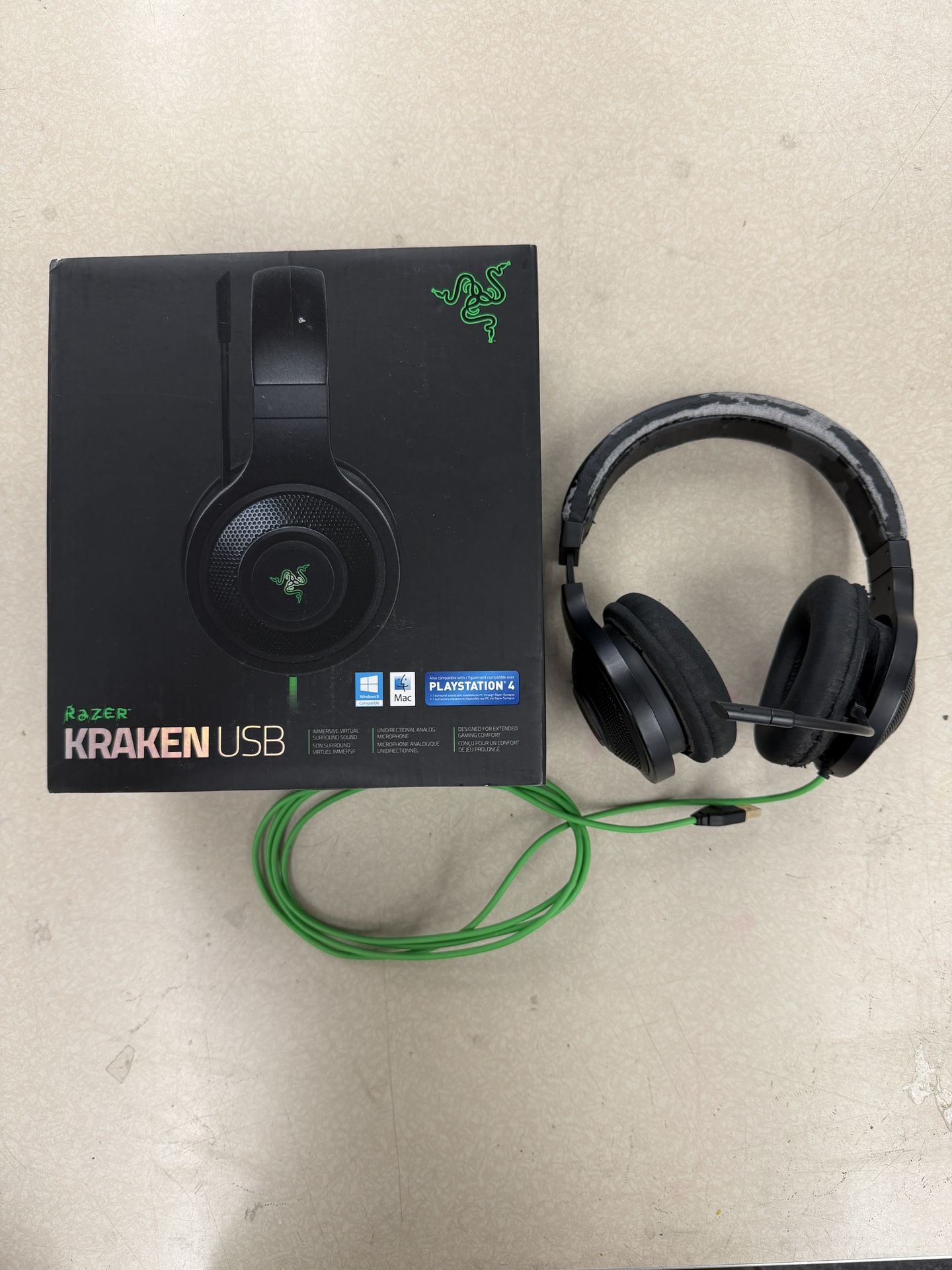 Razer Kraken USB Wired Gaming Headset - 7.1 Surround Sound - Tested/Works