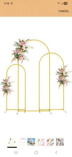 Wokceer Wedding Arch Backdrop Stand 6FT, 5FT, 4FT Set of 3 Gold Metal Arch Stand for Wedding Ceremony Baby Shower Birthday Party Decor
