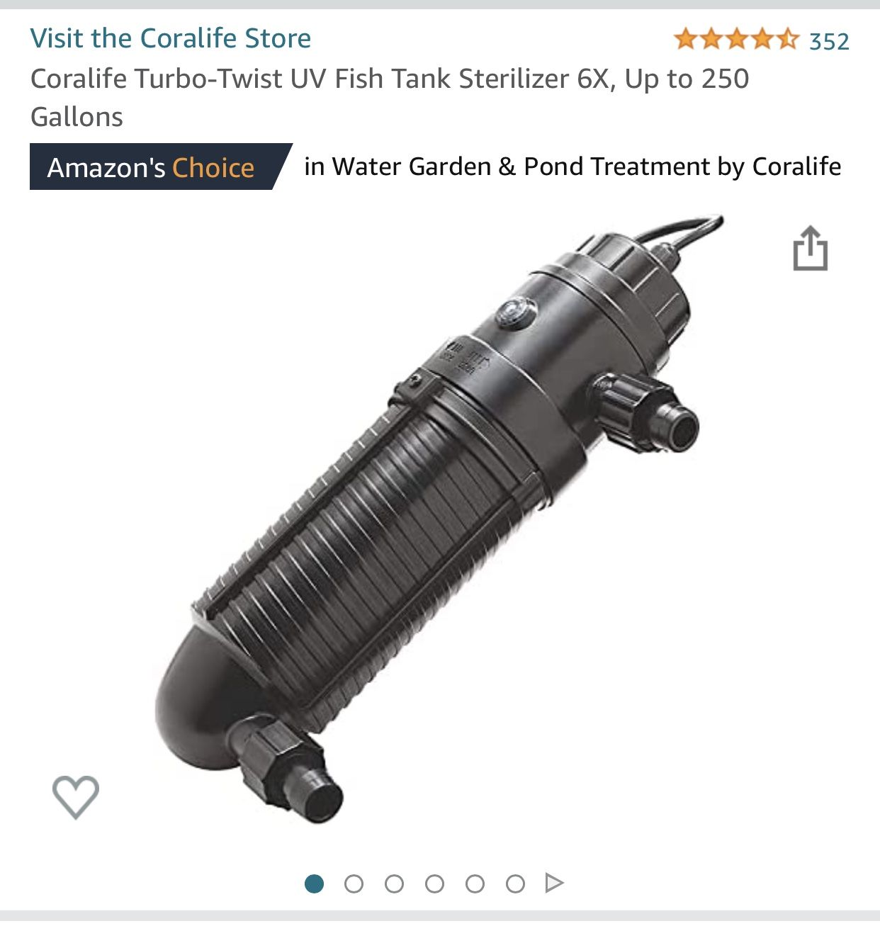 Coralife UV Fish tank Sterilizer 6X Up To 250 Gallons