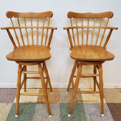 Pair of Vintage S. Bent & Bros Swivel Back Barstools